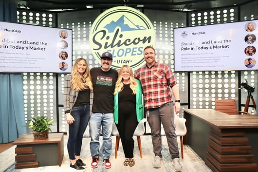 From left to right: Emma Corbett, Bentley Clark, Amanda Pierce, and Spencer Winegar group shot at the Silicon Slopes panel event