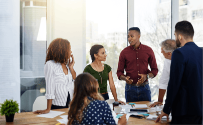 A group of executive recruiters talking.