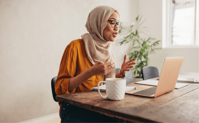 woman conducting virtual interview