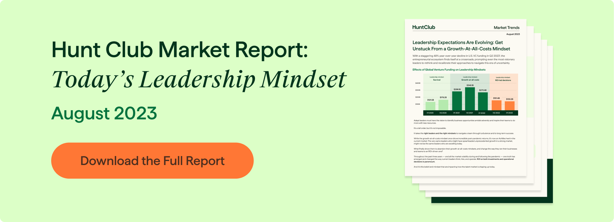 Hunt Club Market Report banner: Today’s Leadership Mindset with a CTA to download the full report
