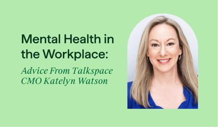 Hunt Club branded blog banner with headshot of Talkspace CMO Katelyn Watson with title 