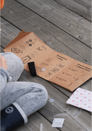 product shot of reima's instructions on how to wash their clothing to be sustainable