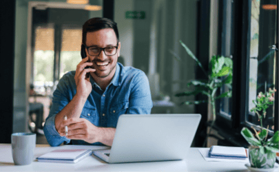 hiring manager conducting a background check on the phone