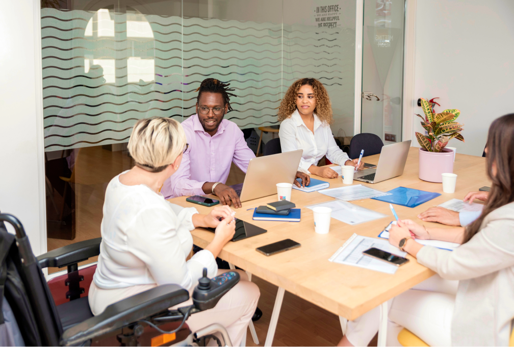 group business meeting with people talking