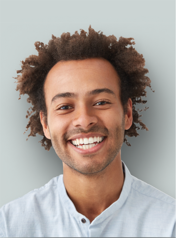 portrait of a businessman with a blue shirt smiling