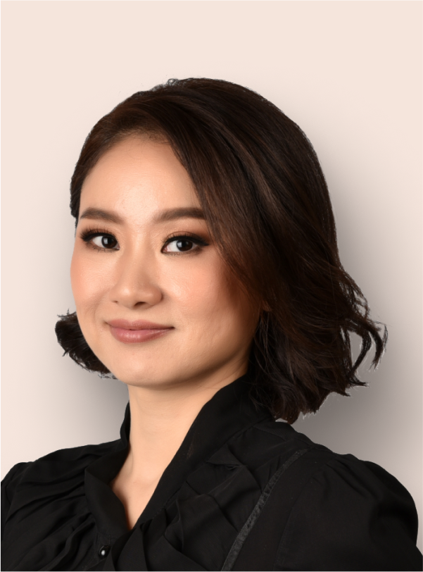 portrait of woman with short hair grinning