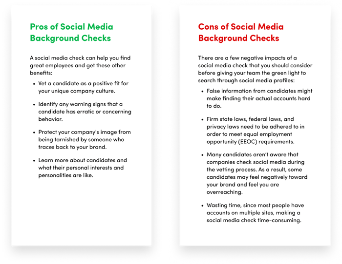pros cons social media bg check