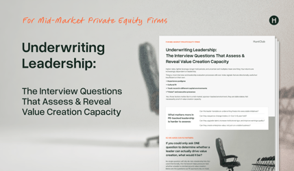 Underwriting Leadership: The Interview Questions That Assess & Reveal Value Creation Capacity